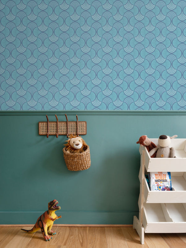 The Madhuri Wallpaper in Blue Teal