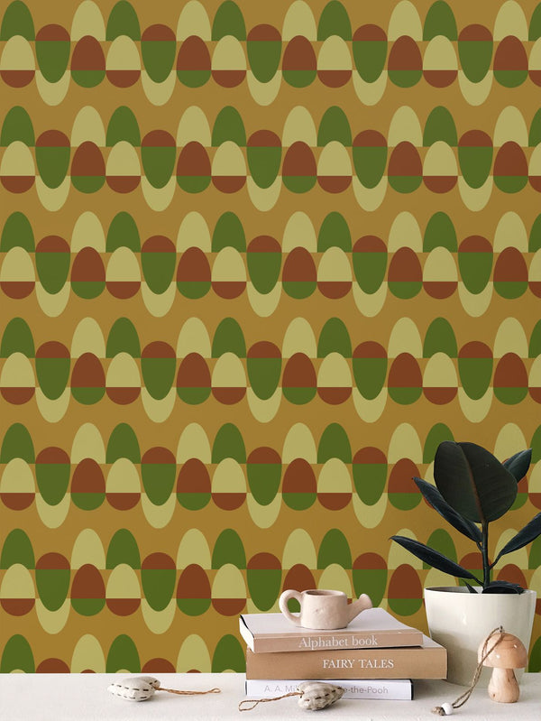 Egg Pattern Wallpaper in Sandy Taupe