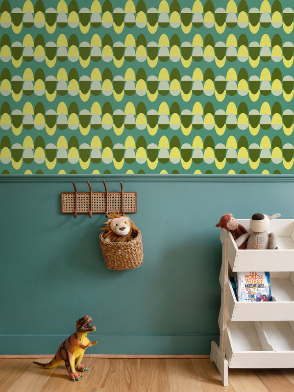 Egg Pattern Wallpaper in Viridian