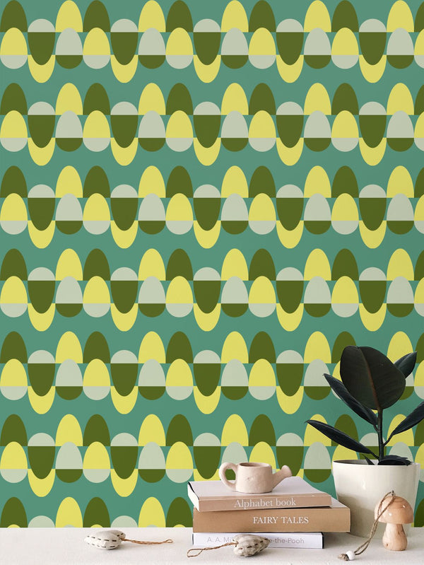 Egg Pattern Wallpaper in Viridian