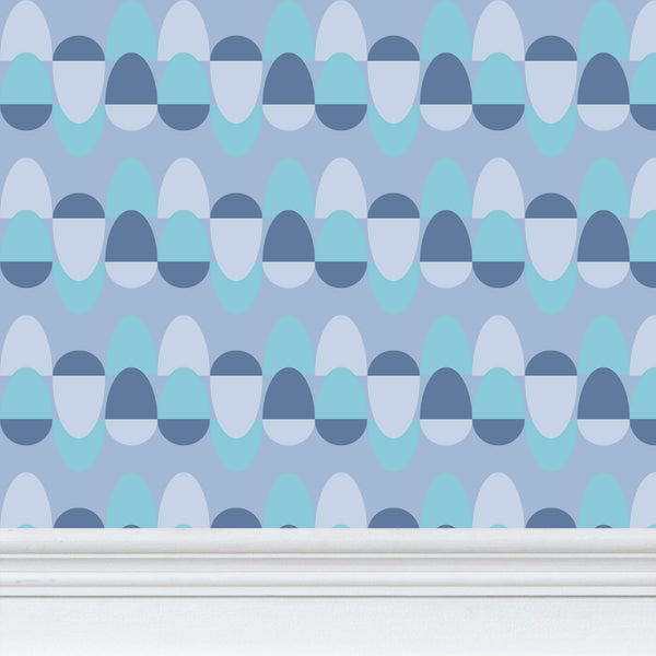 Egg Pattern Wallpaper in Carolina Blue