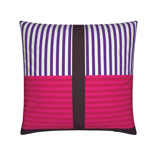 Pinstripe Papi Purple Cotton Linen Pillow Cover  16" x 16"