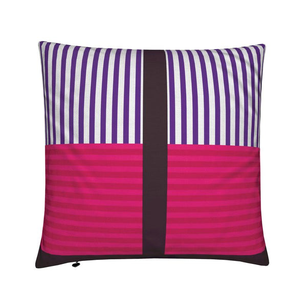 Pinstripe Papi Purple Cotton Linen Pillow Cover  16" x 16"