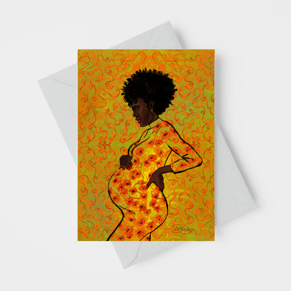 Great Expectations Black Maternity Greeting Card  4.25" x 5.5"